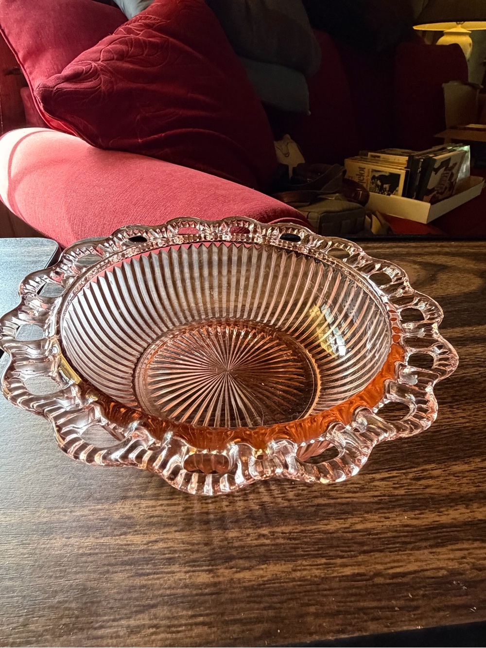 Old Colony Lace Edge Open Lace Vintage Pink Depression Glass Bowl
